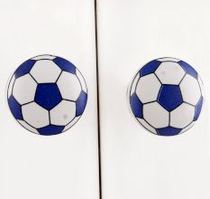 Navy Blue Football Ceramic Flat Knob